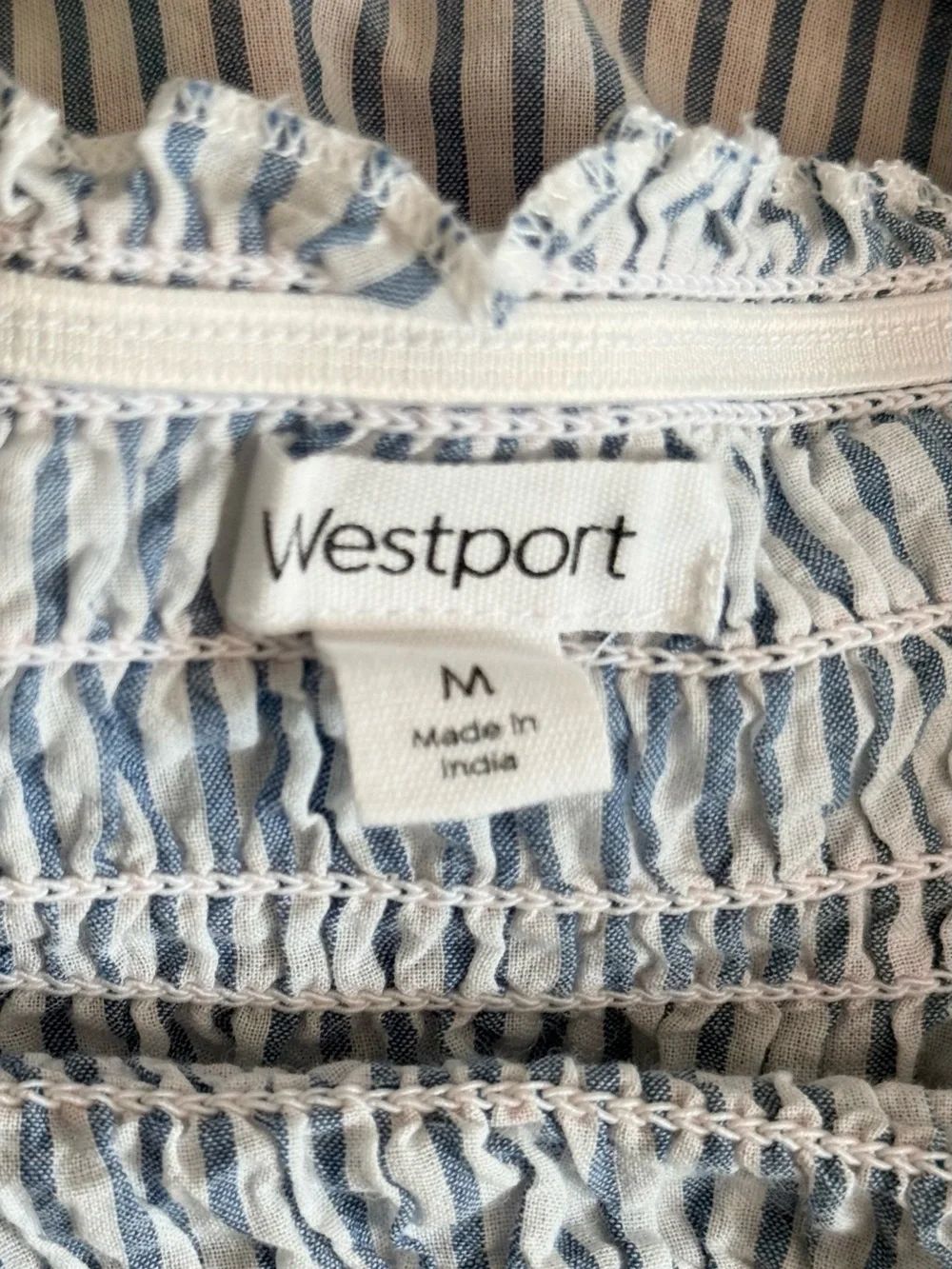 🌻 Westport Striped Top with Red Embroidery Medium - Picture 7 of 8